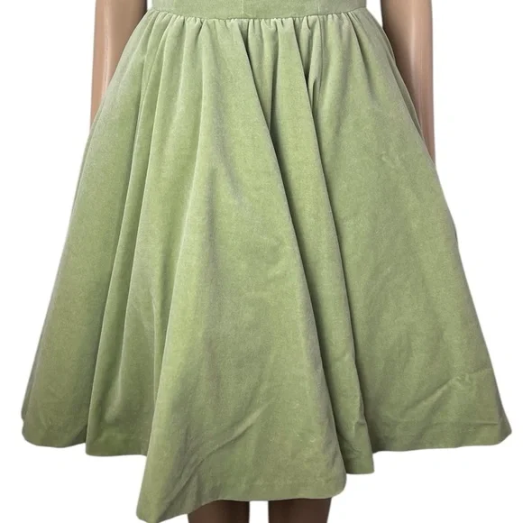 Ted Baker Langley Janini Retro Style Strapless Velvet A-Line Sage Green Dress - Picture 6 of 15